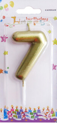 Altın Renk 7 Rakam Mum 1Adet - Parti Sürprizi