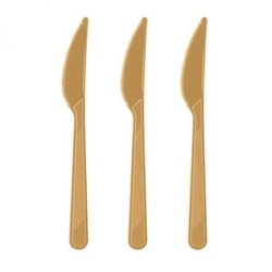 Altın Renk Plastik Bıçak 25 Li - Parti Sürprizi