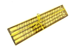 Altın Renk Simli Burgulu Şamdanlık Mum 4 Adet - Parti Sürprizi