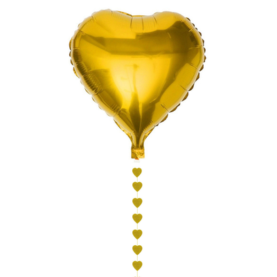 Altın Kalp Folyo Balon Ve Kuyruğu