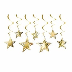 Altın Yıldızlar Tavan Süsü 10 Adet / 3D - Parti Sürprizi