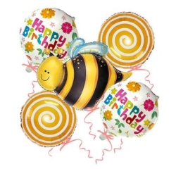 Arı Happy Birhtday Folyo Balon 5 li Set - Parti Sürprizi