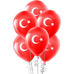Ay Yıldız Baskılı Latex Balon 10 Adet - 1