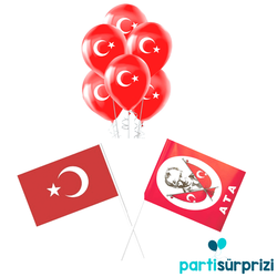 Ay Yıldız Türk Bayrağı Balonlu Set - Parti Sürprizi