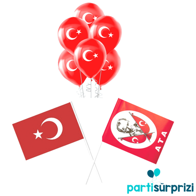 Ay Yıldız Türk Bayrağı Balonlu Set