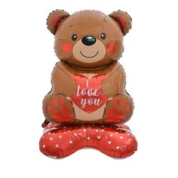 Ayaklı I Love You Ayıcık Şekilli Folyo Balon 1 Adet - Parti Sürprizi
