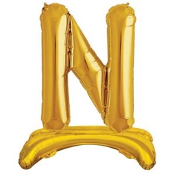 Ayakta Durabilen Altın N Harf Folyo Balon - Parti Sürprizi