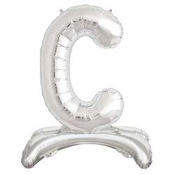 Ayakta Durabilen Gümüş C Harf Folyo Balon - Parti Sürprizi