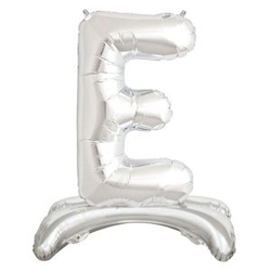 Ayakta Durabilen Gümüş E Harf Folyo Balon - Parti Sürprizi
