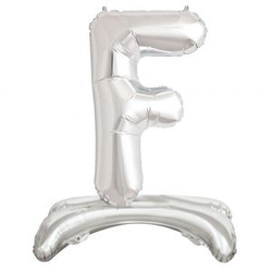 Ayakta Durabilen Gümüş F Harf Folyo Balon - Parti Sürprizi