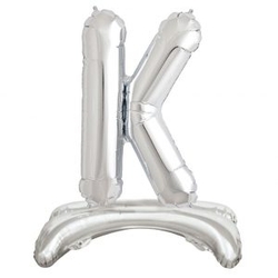 Ayakta Durabilen Gümüş K Harf Folyo Balon - Parti Sürprizi