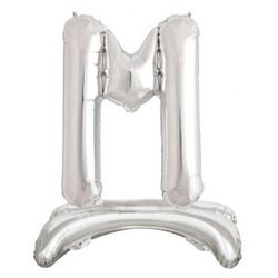 Ayakta Durabilen Gümüş M Harf Folyo Balon - Parti Sürprizi
