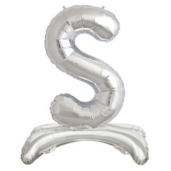Ayakta Durabilen Gümüş S Harf Folyo Balon - Parti Sürprizi