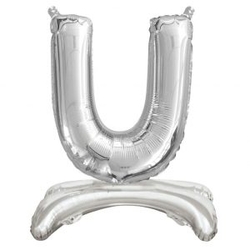 Ayakta Durabilen Gümüş U Harf Folyo Balon - Parti Sürprizi