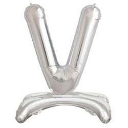 Ayakta Durabilen Gümüş V Harf Folyo Balon - Parti Sürprizi