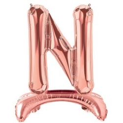 Ayakta Durabilen Rose Gold N Harf Folyo Balon - Parti Sürprizi