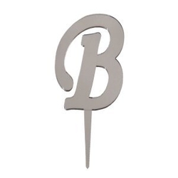 B Harf Aynalı Gümüş Pleksi 7 cm - Parti Sürprizi