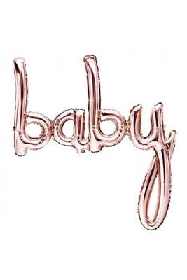 Baby Bebek Pembe Yazı Folyo Balon - 1