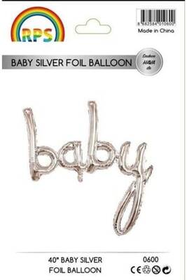 Baby Gümüş Yazı Folyo Balon