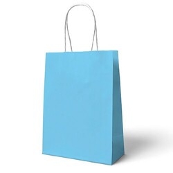 Bebek Mavi Büküm Saplı 6 adet Hediye Çantası 22 x 24 cm - Parti Sürprizi