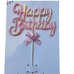 Bebek Pembe Happy Birthday Metalize Pasta Süsü - 1