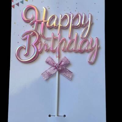 Bebek Pembe Happy Birthday Metalize Pasta Süsü - 2