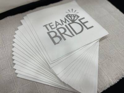 Bekarlığa Veda Team Bride Gümüş Varak Peçete 16 Adet - 1