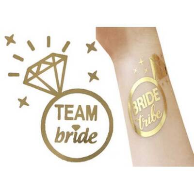 Bekarlığa Veda Tek Taş Team Bride Yazılı Geçi Dövme 10 Adet - 1