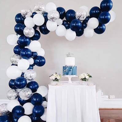 Beyaz Mavi Latex Balon Set