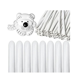 Beyaz Renk Sosis Balon 12 Adet - Parti Sürprizi