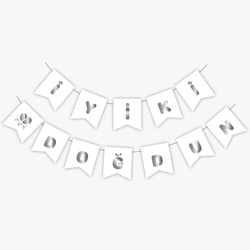 Beyaz Üzeri Gümüş İyi Ki Doğdun Yaldızlı Harf Banner - Parti Sürprizi