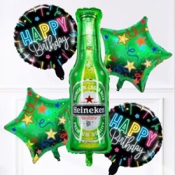Bira Şişesi Happy Birthday 5 li Folyo Balon Set - Parti Sürprizi