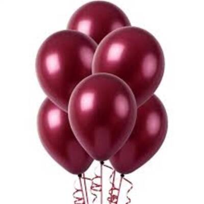 Bordo Metalik Latex Balon 10 Adet - 1