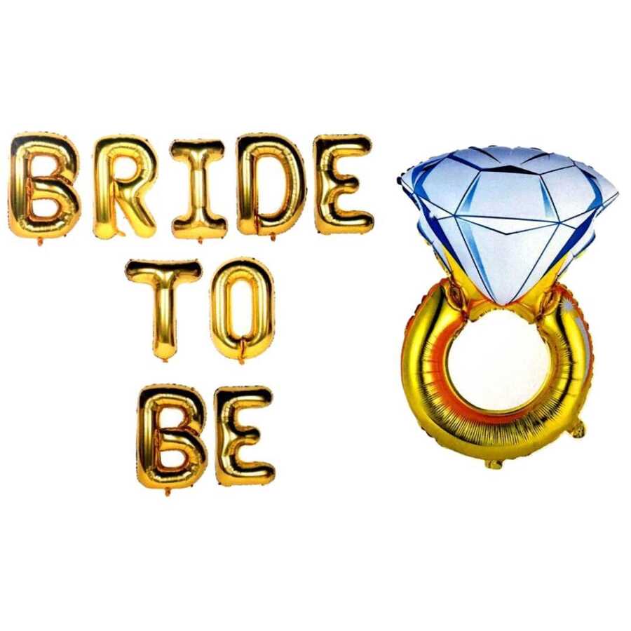 Bride To Be Gold Yazı Ve Yüzük Seti 40 Cm