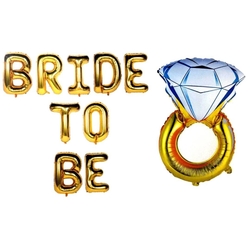 Bride To Be Gold Yazı Ve Yüzük Seti 40 cm - Parti Sürprizi