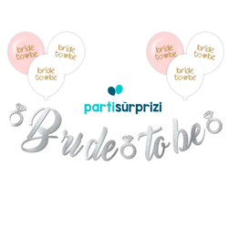 Bride To Be Gümüş Balonlu Set - Parti Sürprizi