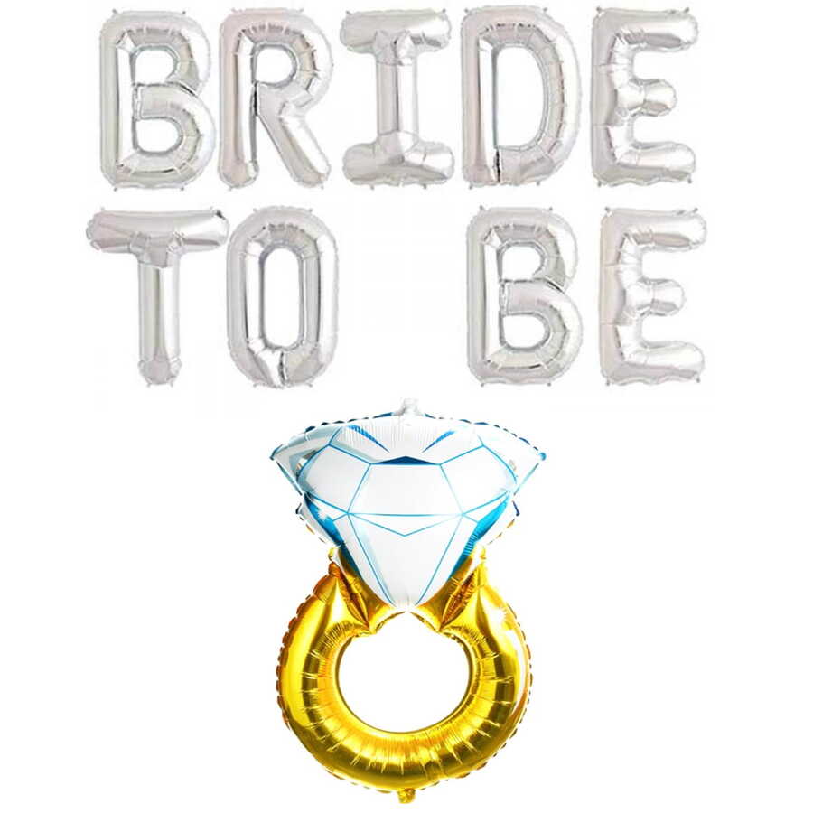 Bride To Be Gümüş Yazı Ve Yüzük Seti 40 Cm