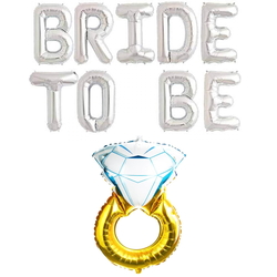 Bride To Be Gümüş Yazı Ve Yüzük Seti 40 cm - Parti Sürprizi