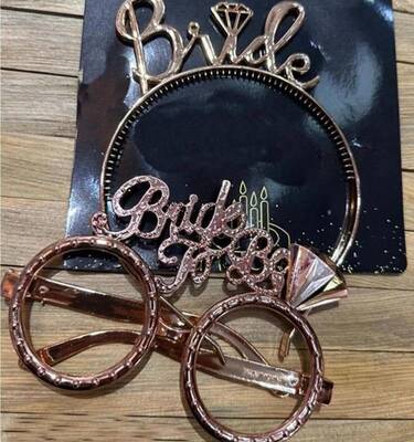 Bride To Be Rose Gold Taç Ve Gözlük Set - 1