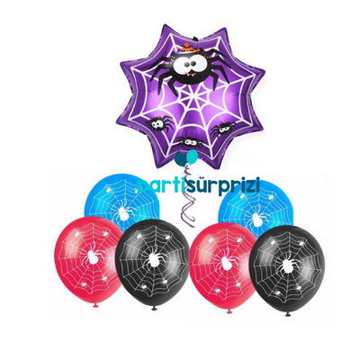 Cadılar Bayramı Örümcek Ağı Folyo Balon Set - 1