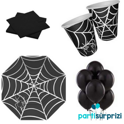 Cadılar Bayramı Örümcek Ağı Siyah Parti Seti 8 Kişilik - Parti Sürprizi