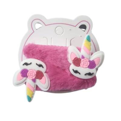 Çiçekli Unicorn Tüylü Pembe Renk 2 Li Saç Tokası - 1