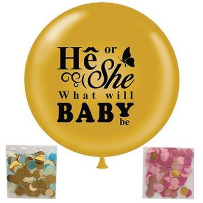 Cinsiyet Belirleme Partisi Gold Konfetili Balon 1 Adet - 1