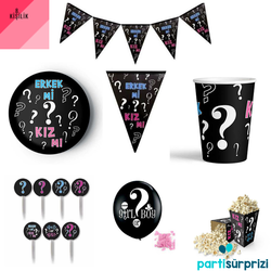Cinsiyet Belirleme Partisi Kız Parti Seti 8 Kişilik - Parti Sürprizi