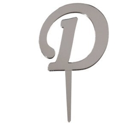 D Harf Aynalı Gümüş Pleksi 7 cm - Parti Sürprizi