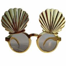 Deniz Kabuğu Görünümlü Gözlük Altın Renk - Parti Sürprizi