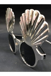 Deniz Kabuğu Görünümlü Gözlük Gümüş Renk - Parti Sürprizi