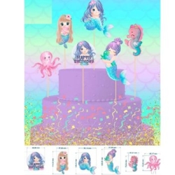 Deniz Kızı Happy birthday 6 lı Kürdan - Parti Sürprizi