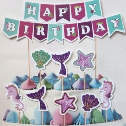 Deniz Kızı Happy Birthday Şekilli Kürdan Set - Parti Sürprizi