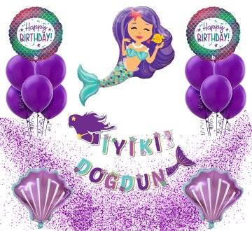 Deniz Kızı İyi Ki Doğdun Balonlu Set